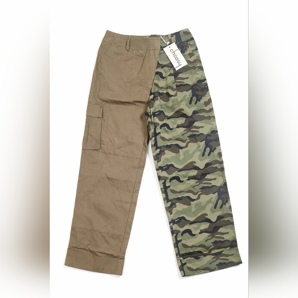 Nwt Choosy Women’s Cargo Pants Size 0 NWT | Two-Tone Camo & Khaki Utility Pants